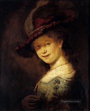 Rembrandt van Rijn Painting - Saskia Laughing portrait Rembrandt